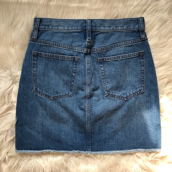 NWT J. Crew Denim Skirt Frayed Hem Mini Zip Fly - Picture 3 of 6